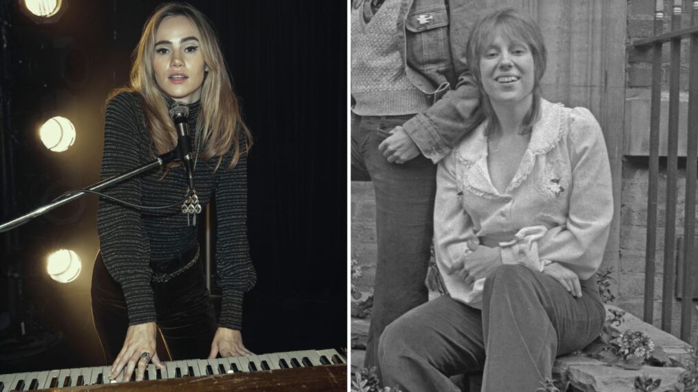 Karen Sirko (Suki Waterhouse) in 'Daisy Jones & The Six' vs. Nickey Barclay