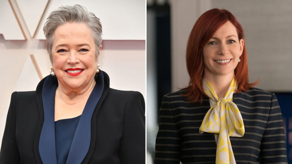 Kathy Bates at Academy Awards, and Carrie Preston in The Good Wife