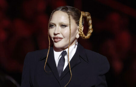Madonna speaks onstage during the 65th GRAMMY Awards