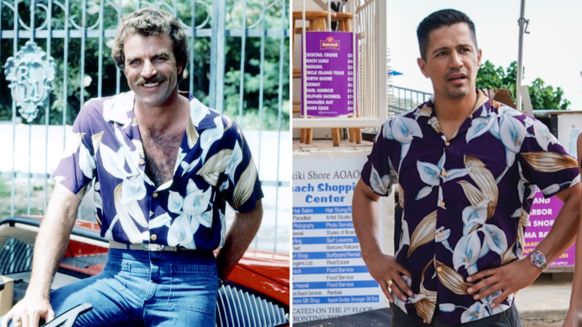 Tom Selleck as Magnum, Jay Hernandez as Magnum in 'Magnum P.I.'