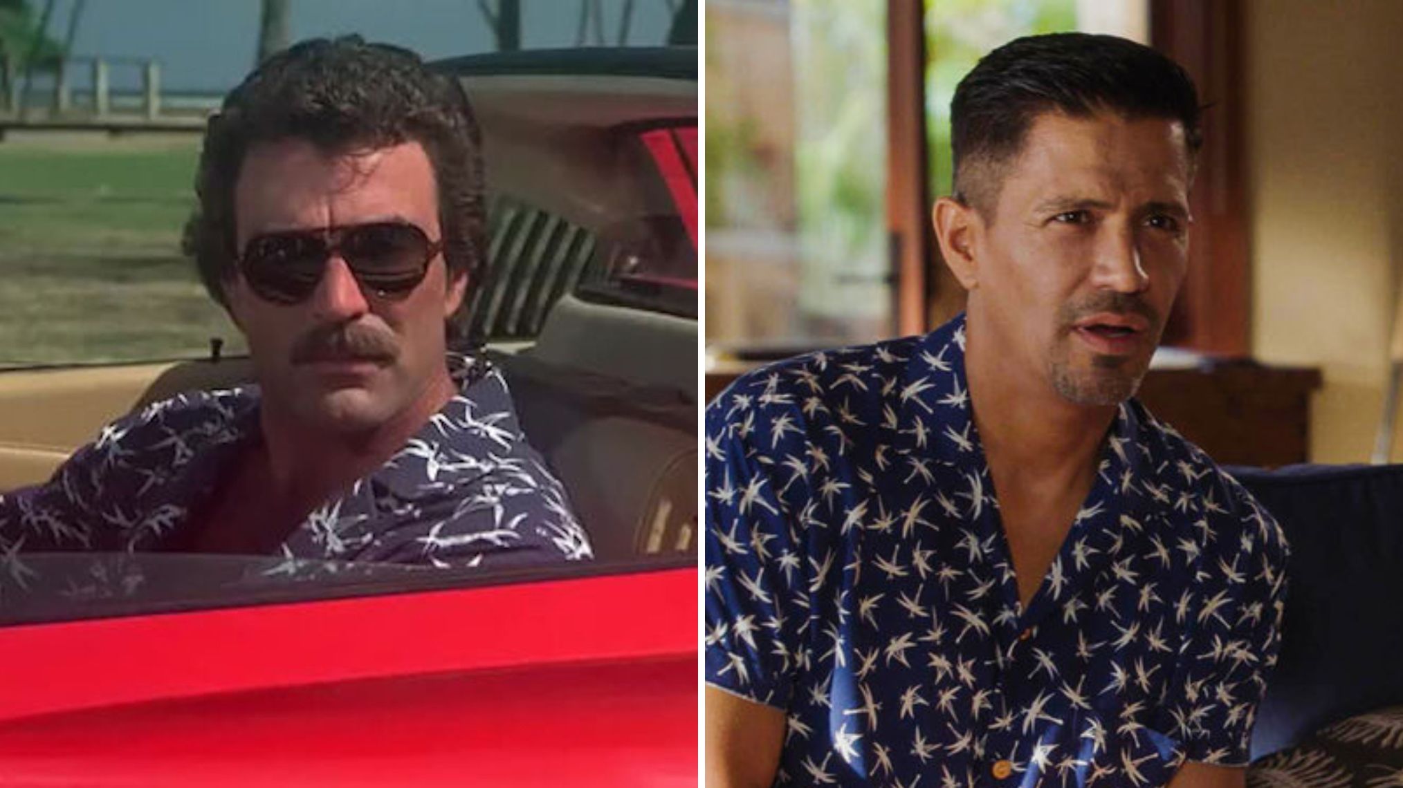 Tom Selleck as Magnum, Jay Hernandez as Magnum in 'Magnum P.I.'