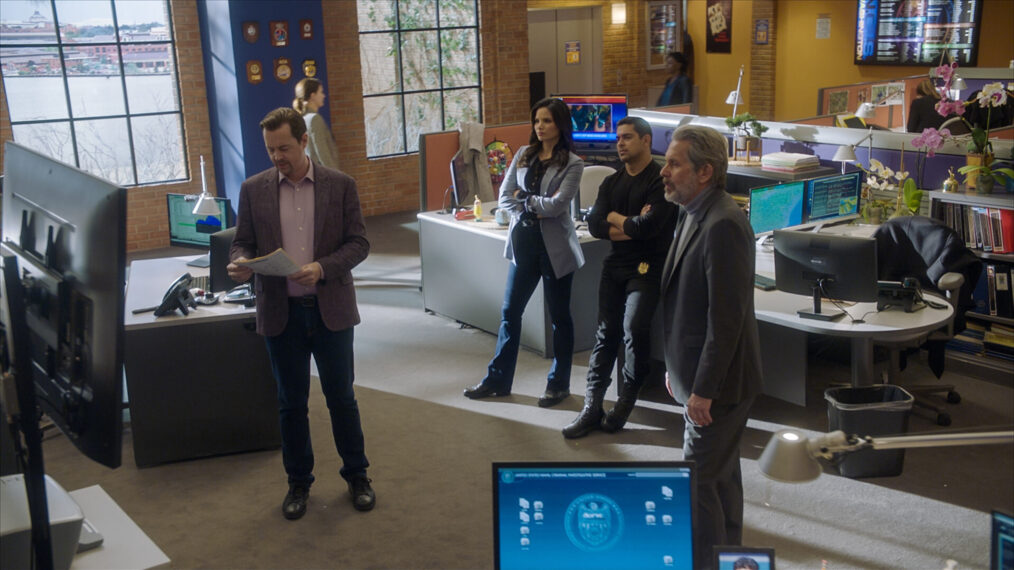 Sean Murray, Katrina Law, Wilmer Valderrama, and Gary Cole in 'NCIS' - 'Unusual Suspects'