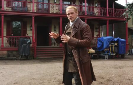 Sam Heughan on the 'Outlander' set