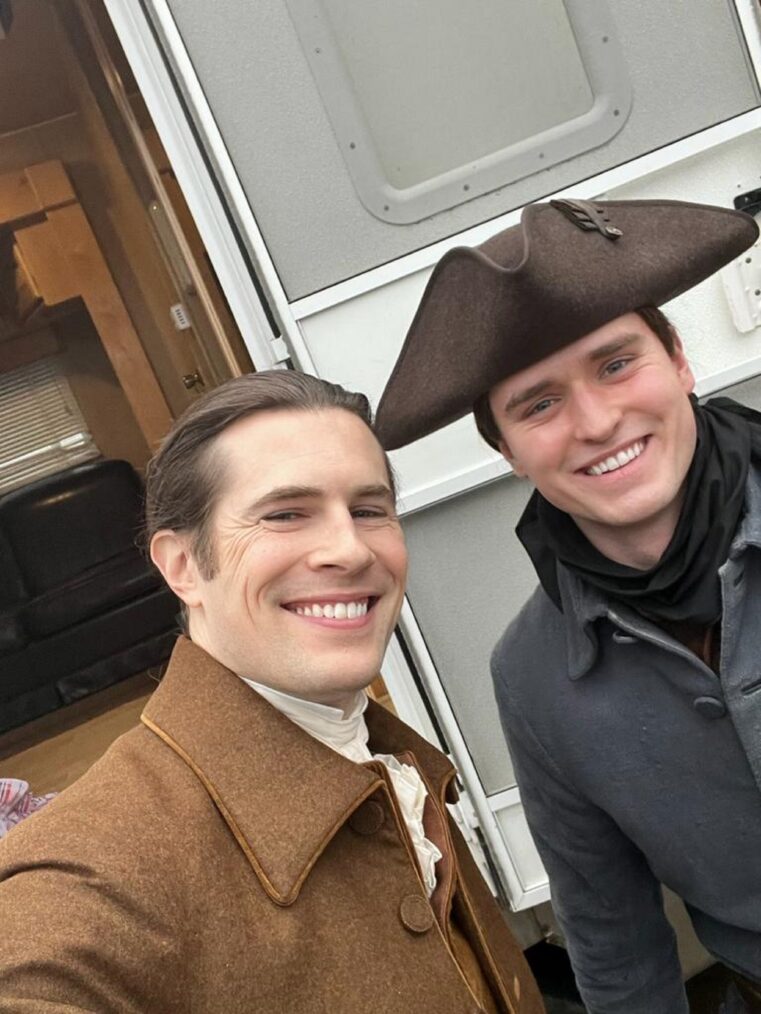 David Berry and Charles Vandervaart behind the scenes of 'Outlander' Season 7