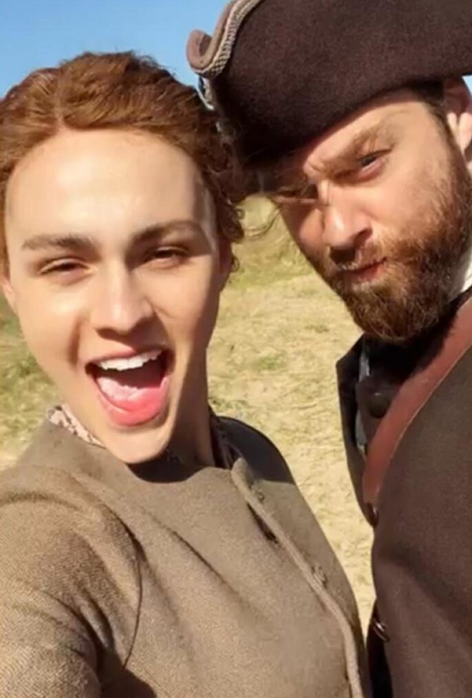 Sophie Skelton and Richard Rankin on 'Outlander' Season 7's set