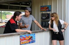 Poker Face - Season 1 - 'The Future of the Sport' - Jack Alcott as Randy, Charles Melton as Davis, Natasha Lyonne as Charlie Cale