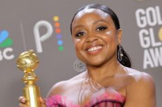 Quinta Brunson poses with the award for Best Actress