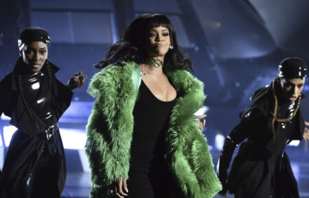 Rihanna performs onstage during the 2015 iHeartRadio Music Awards