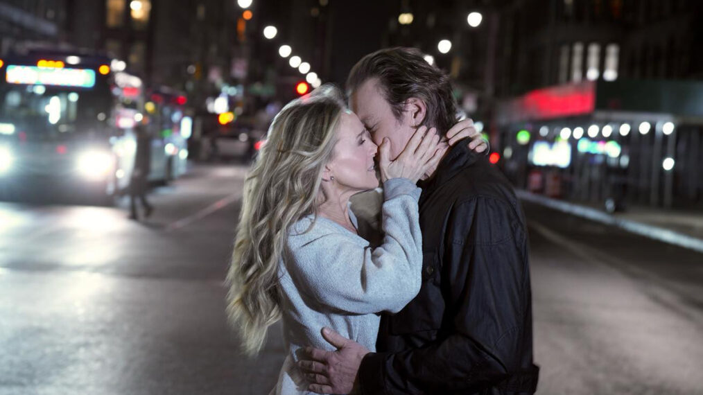 Sarah Jessica Parker and John Corbett share a kiss on And Just Like That set