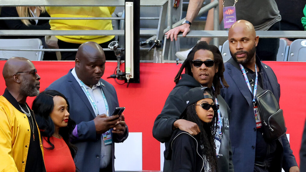 Jay-Z and Blue Ivy Carter at Super Bowl LVII