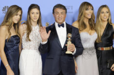 Sylvester Stallone and Jennifer Flavin with daughters Sistine, Sophia, and Scarlet at the 73rd Annual Golden Globe Awards in January 2016