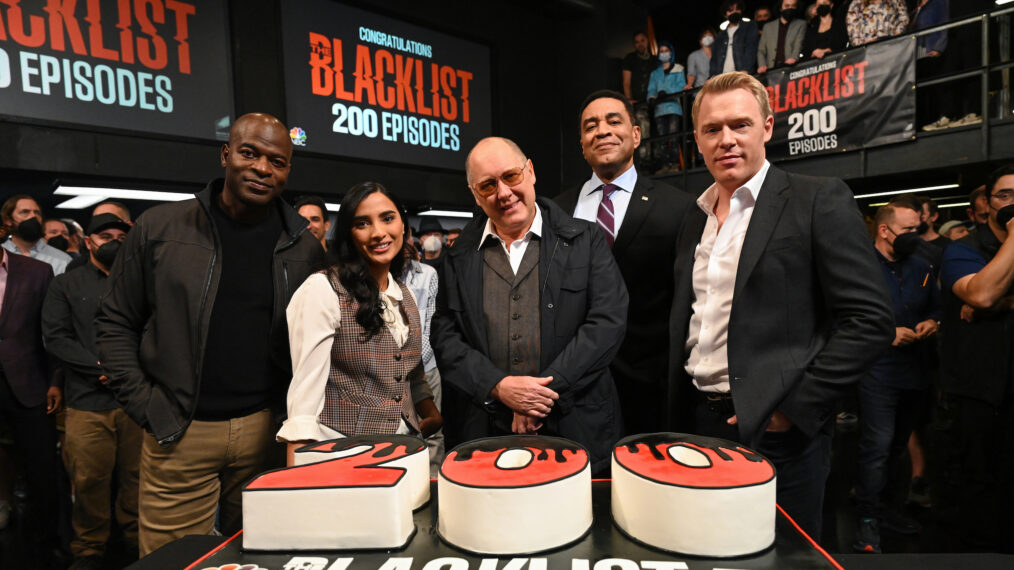 Hisham Tawfiq, Anya Banerjee, James Spader, Harry Lennix, and Diego Klattenoff at 'The Blacklist' 200th Episode Celebration