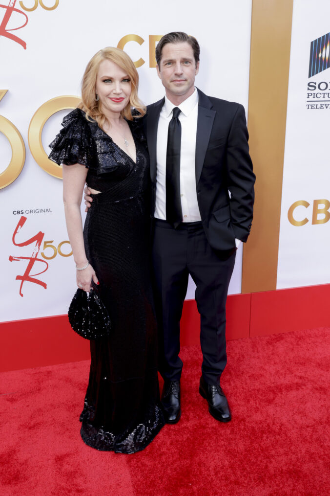 Adrienne Frantz and Scott Bailey arrive at 'The Young and The Restless' 50th Anniversary celebration
