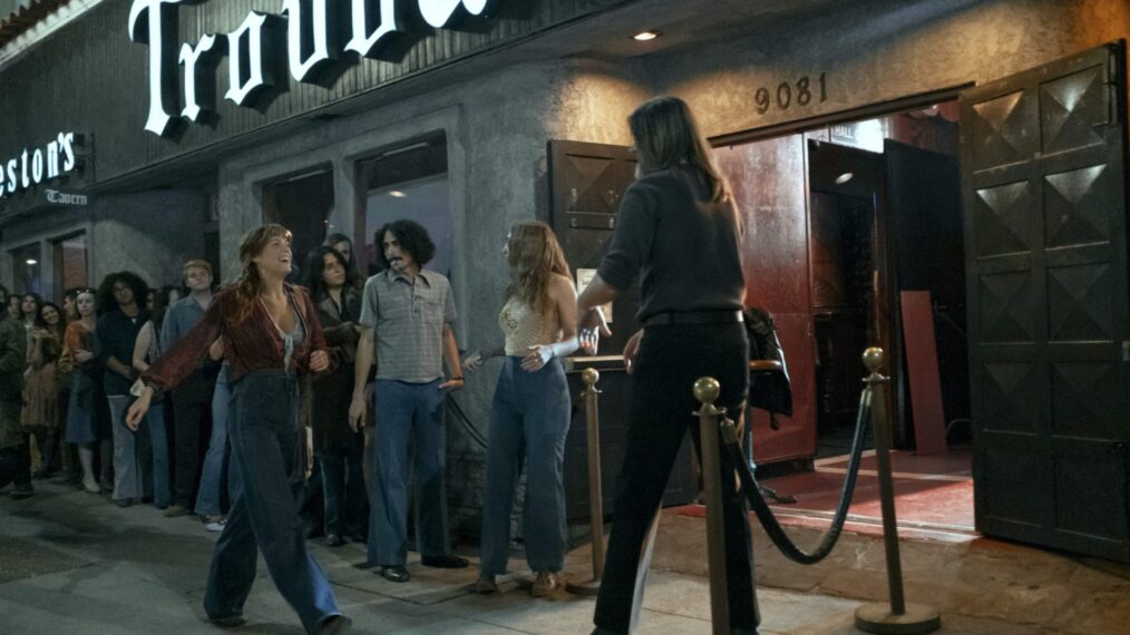 Riley Keough walking in front of The Troubadour