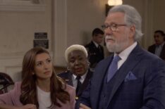 Melissa Rauch, India de Beaufort, Lacretta, and John Larroquette in 'Night Court'