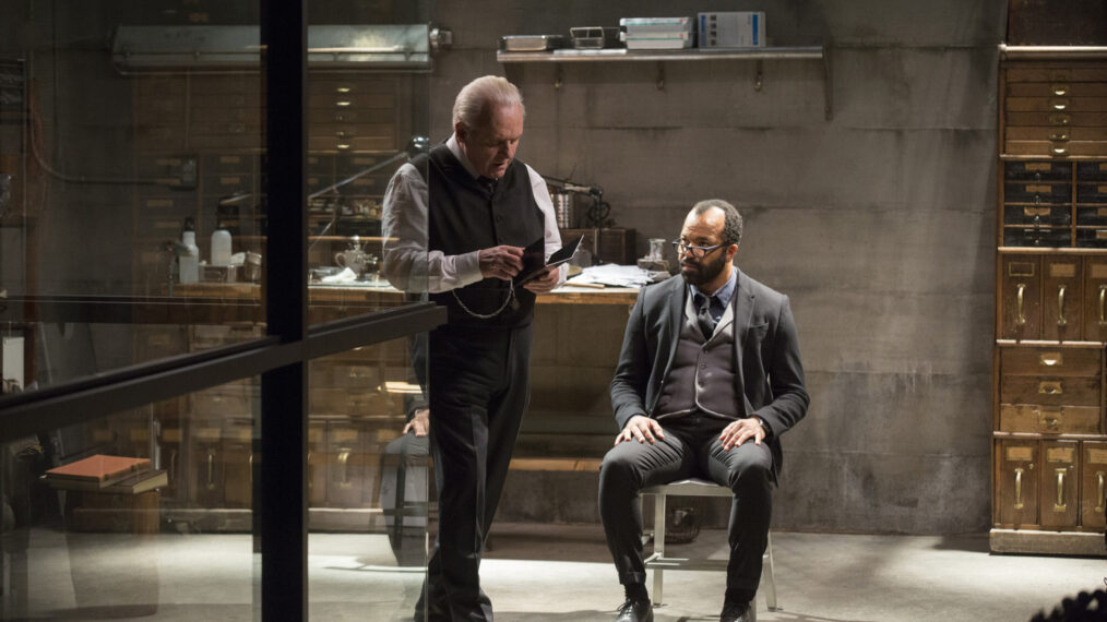 Anthony Hopkins as Ford and Jeffrey Wright as Bernard in Westworld