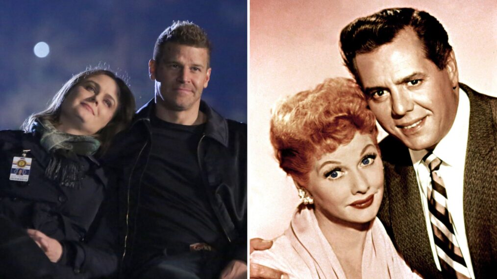 Emily Deschanel and David Boreanaz of 'Bones' and Lucille Ball and Desi Arnaz 'I Love Lucy'