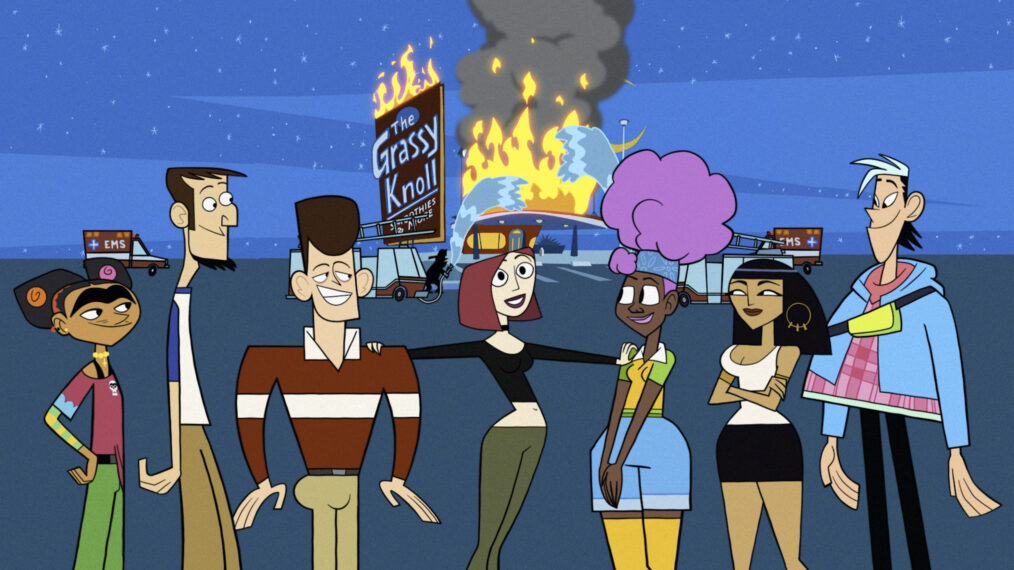 Frida Kahlo, Abe Lincoln, JFK, Joan of Arc, Harriet Tubman, Cleopatra, and Confucius in 'Clone High'