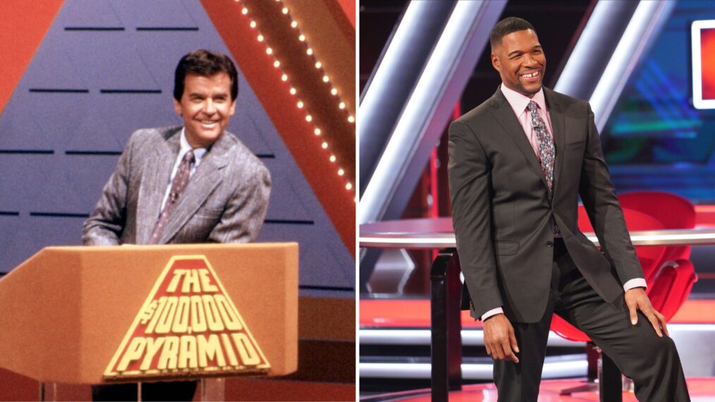 Dick Clark and Michael Strahan of 'The $100,000 Pyramid'