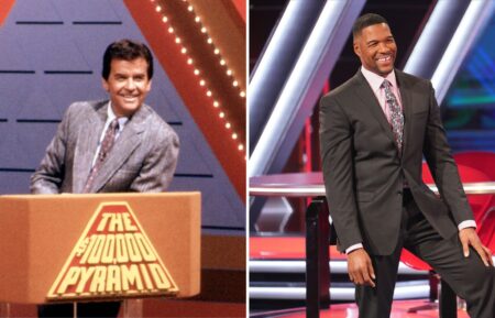 Dick Clark and Michael Strahan of 'The $100,000 Pyramid'