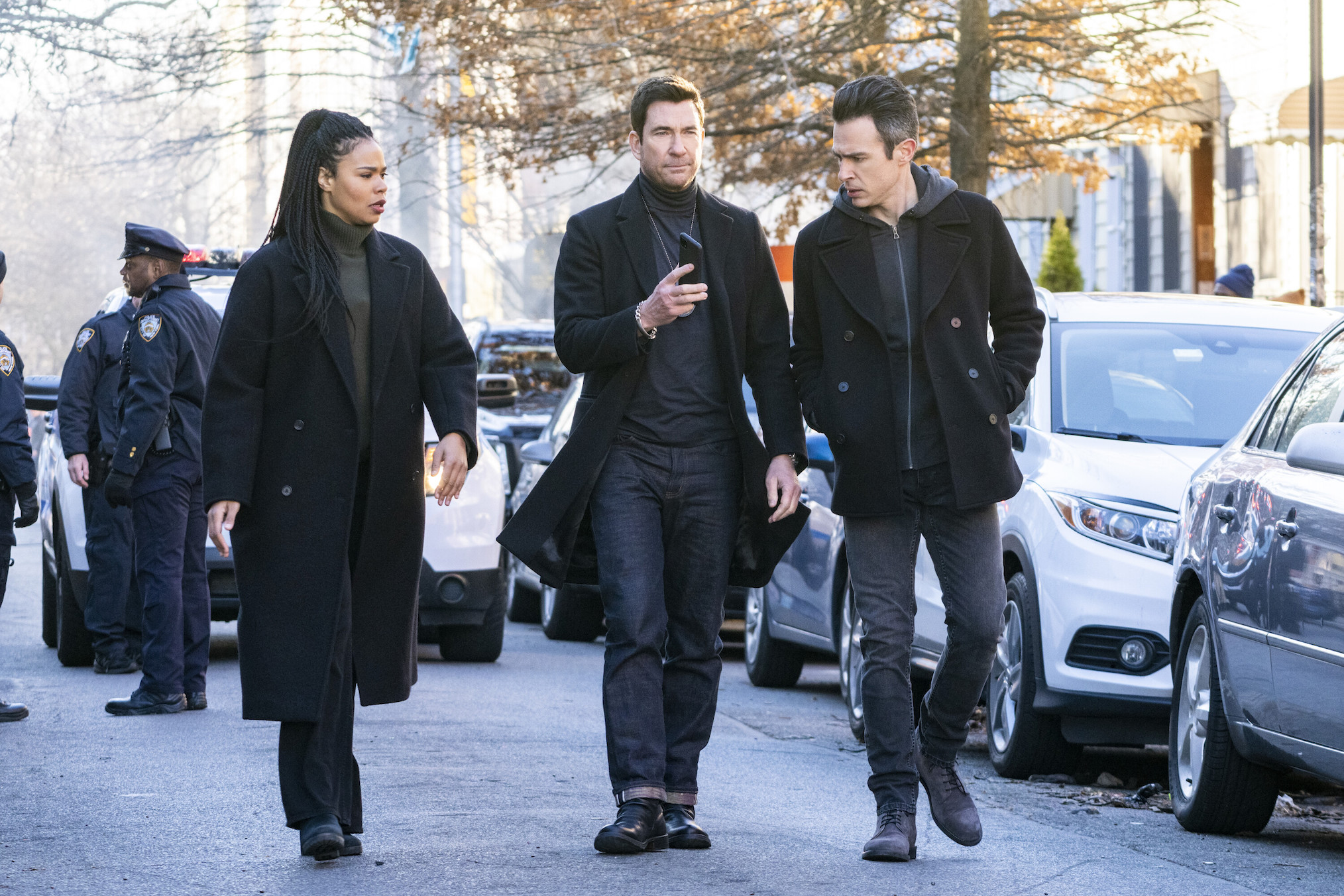 Roxy Sternberg, Dylan McDermott, and John Boyd in 'FBI'