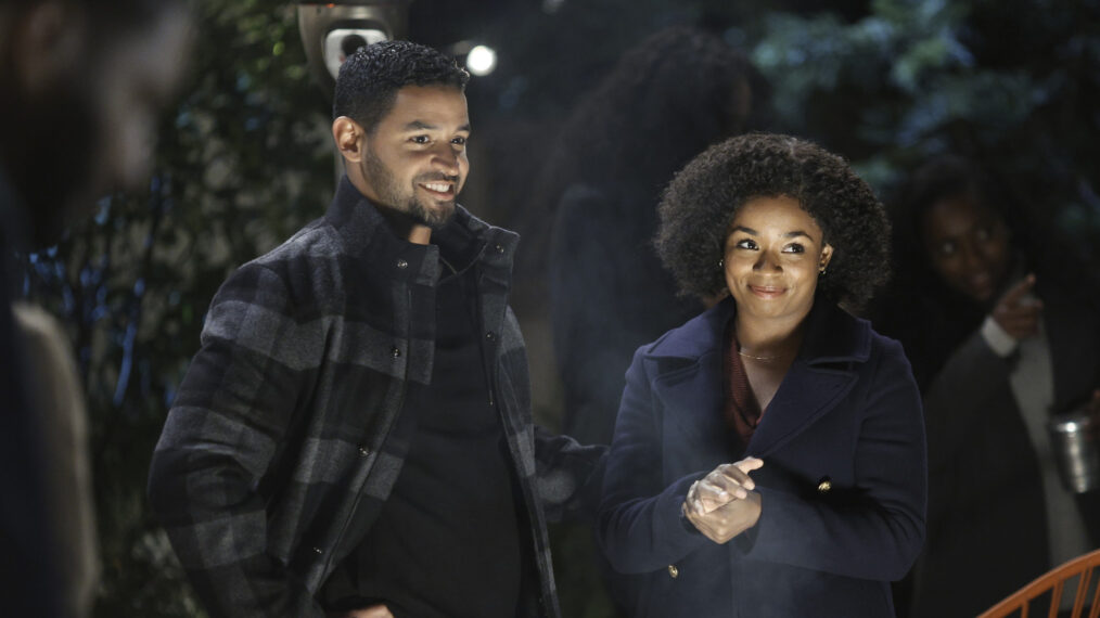 William Martinez as Trey and Alexis Floyd as Griffith in 'Grey's Anatomy' Season 19, Episode 9