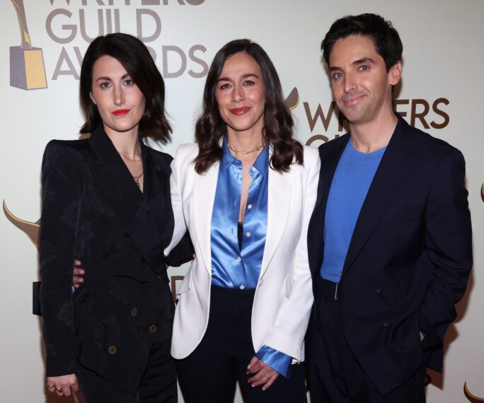 Jen Statsky, Lucia Aniello, and Paul W. Downs at the WGA Awards 2023