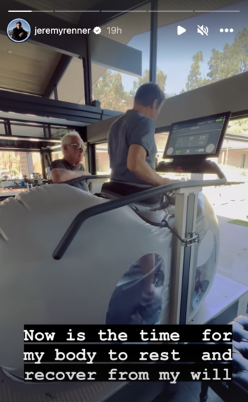 Jeremy Renner on treadmill