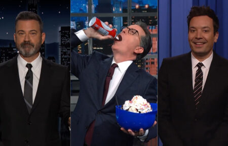 Jimmy Kimmel, Stephen Colbert, and Jimmy Fallon on late night shows