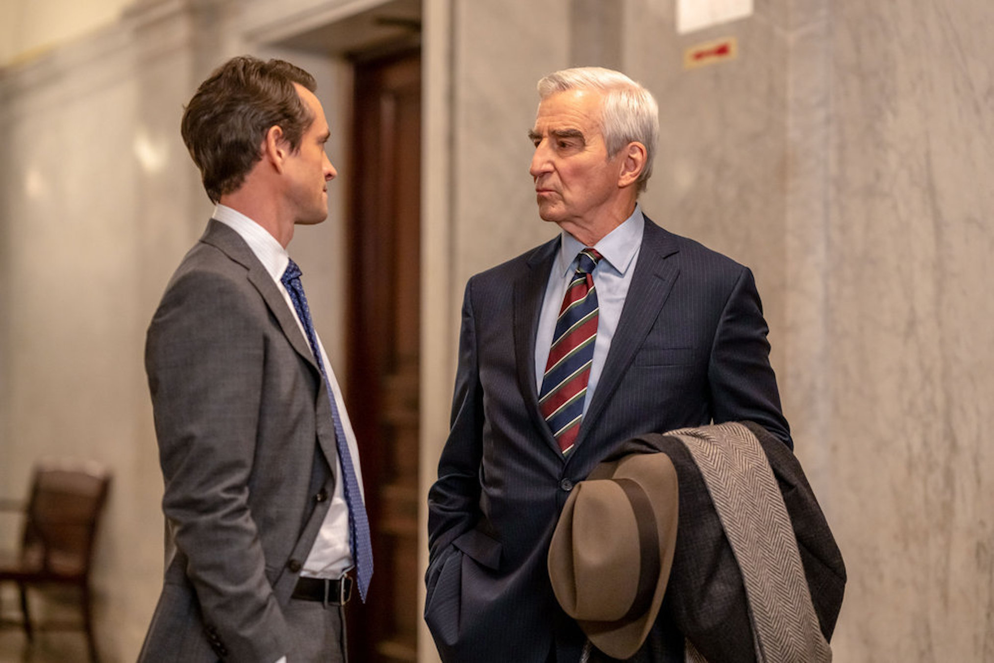 Hugh Dancy and Sam Waterston in 'Law & Order'