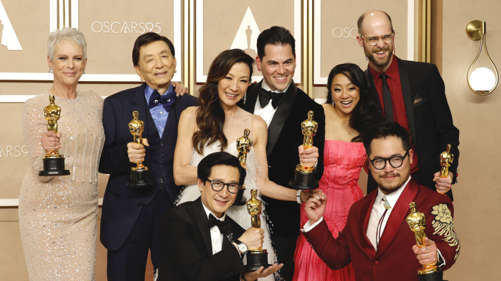 The Cast of 'Everything Everywhere All at Once' at 2023 Oscars - Jamie Lee Curtis, James Hong, Michelle Yeoh, Jonathan Wang, Stephanie Hsu, Daniel Scheinert, Ke Huy Quan, Dan Kwan