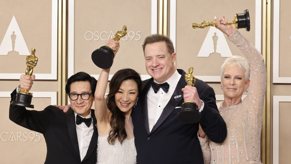 Ke Huy Quan, Michelle Yeoh, Brendan Fraser, and Jamie Lee Curtis at 2023 Oscars