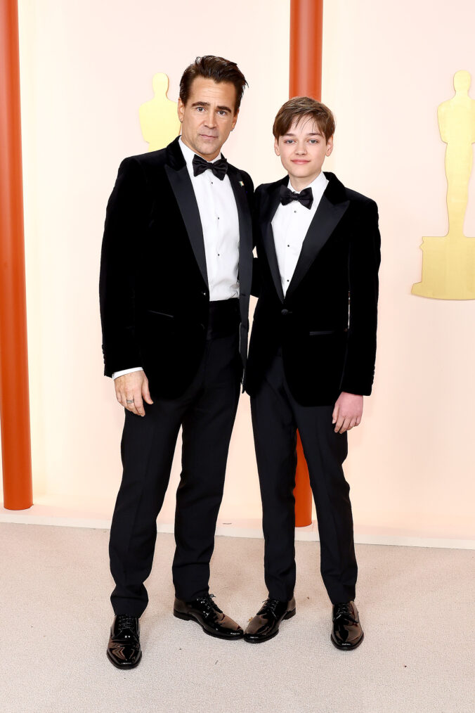 Colin Farrell and Henry Tadeusz Farrell arrive at the 2023 Oscars