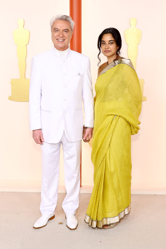 David Byrne and Mala Gaonkar arrive at the 2023 Oscars