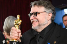 Guillermo del Toro smiles with his Oscar for Best Animated Feature at the 2023 Oscars