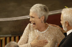 Jamie Lee Curtis reacts to winning Best Supporting Actress at the 2023 Oscars