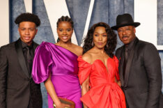 Angela Bassett and Courtney B. Vance with their children, Bronwyn Golden Vance and Slater Josiah Vance, at 2023 Oscars