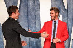 Shawn Mendes and Andrew Garfield attend the 2023 Vanity Fair Oscar Party