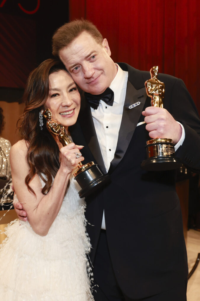 Michelle Yeoh and Brendan Fraser at 2023 Oscars