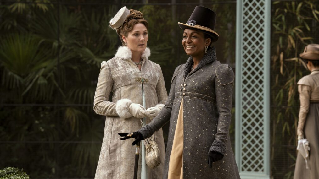 Ruth Gemmell and Adjoa Andoh in 'Queen Charlotte: A Bridgerton Story'