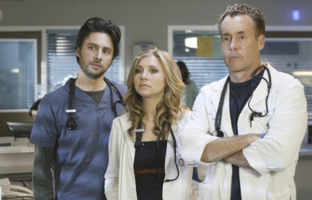 Zach Braff, Sarah Chalke, and John C. McGinley in 'Scrubs'