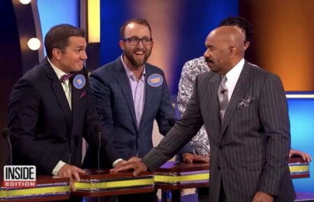 Timothy Bliefnick jokes with Steve Harvey on Family Feud