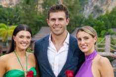 Zach Shallcross with finalists Gabi and Kaity on The Bachelor