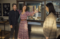 Rob Lowe, Christina Chang, and Sian Clifford in 'Unstable'