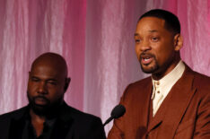 Honorees Antoine Fuqua and Will Smith accept The Beacon Award for 'Emancipation' onstage during the 14th Annual AAFCA Awards