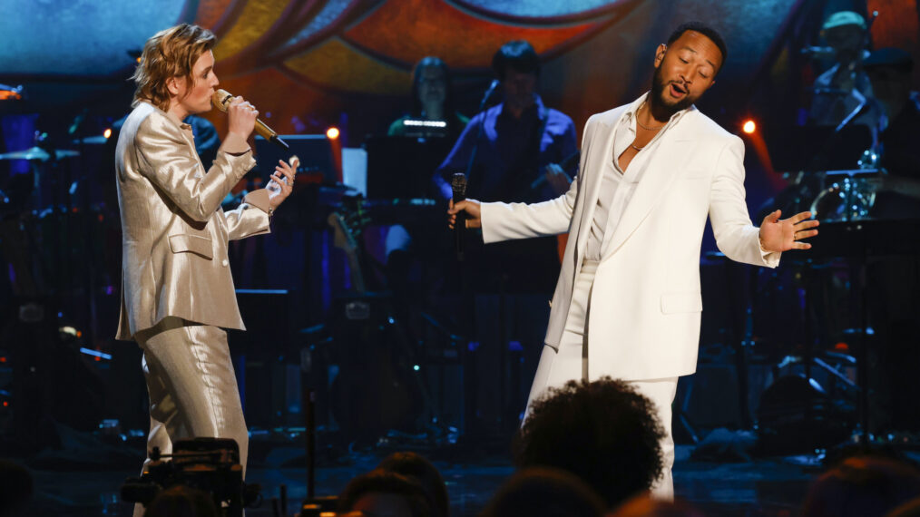 Brandi Carlile and John Legend perform in A Grammy Salute to the Beach Boys