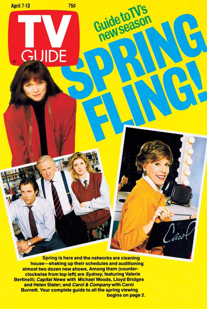Valerie Bertinelli; Michael Woods, Lloyd Bridges, Helen Slater; Carol Burnett TV Guide Magazine Cover, April 7-13, 1990