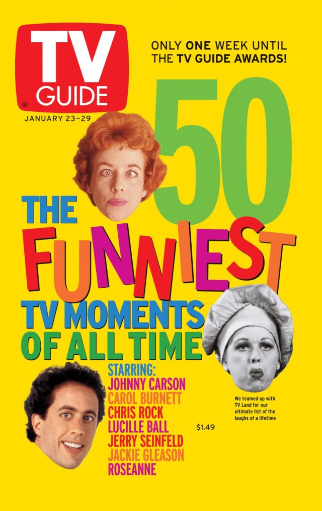 From top; Carol Burnett, Lucille Ball, Jerry Seinfeld, TV Guide Magazine cover, January 23-29, 1999
