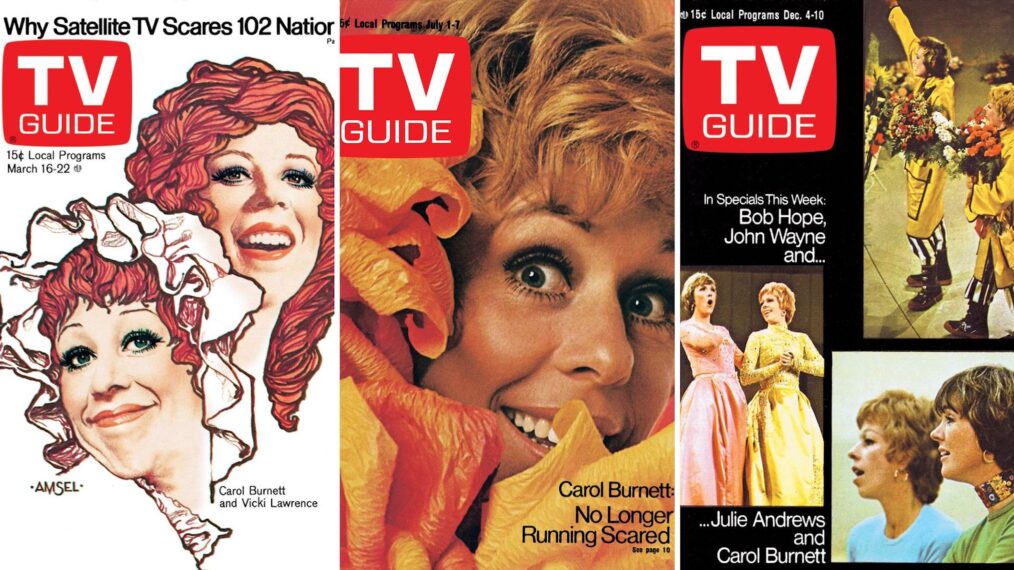 Carol Burnett, Vicki Lawrence, and Julie Andrews on various TV Guide Magazine covers