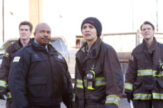 Jake Lockett, Miranda Rae Mayo, and Jesse Spencer in 'Chicago Fire'